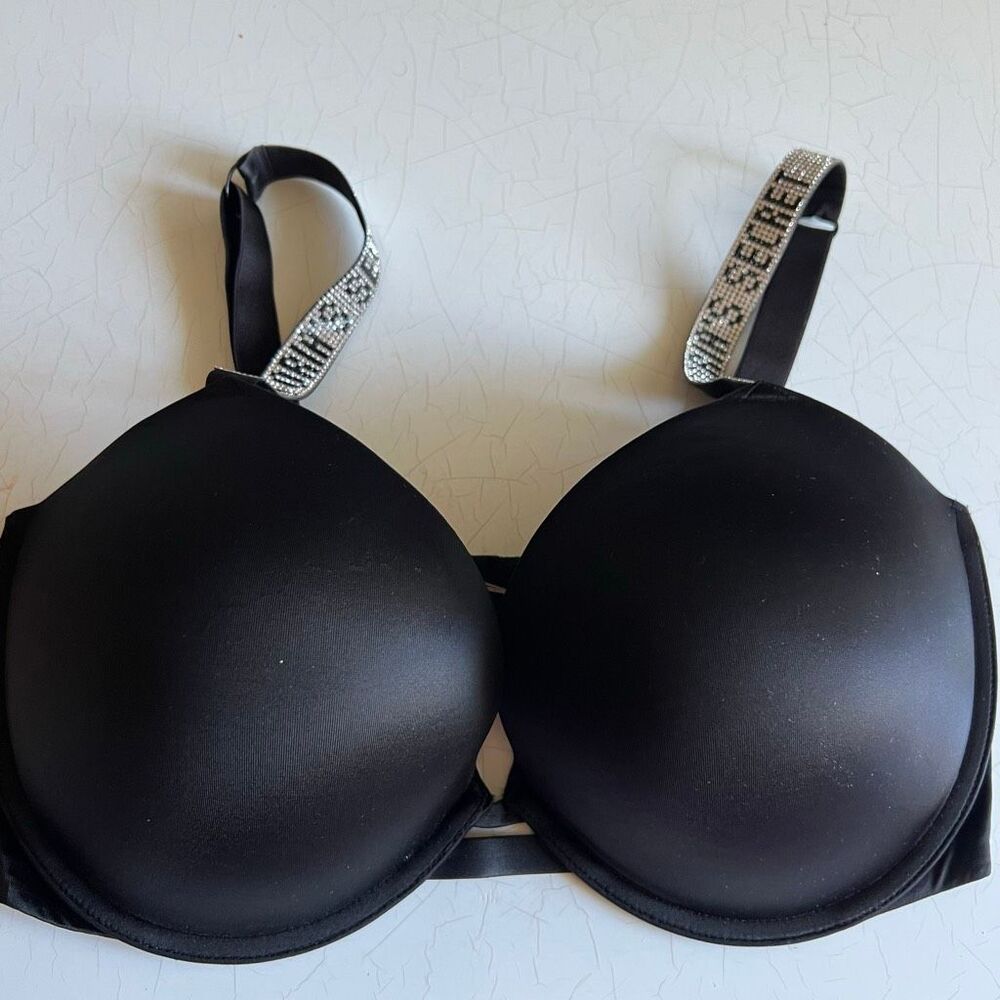 Victoria's Secret Very Sexy push-up bra rhinestone-covered straps with a black s